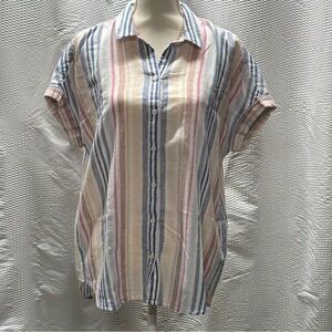Beach Lunch Lounge Linen‎ Blend Button Down Top - Size Large